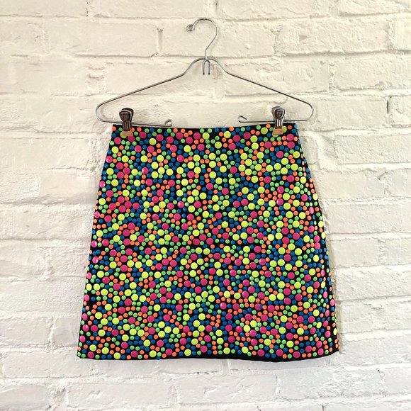 NWT JEREMY SCOTT Neon Polka Dot Mini Skirt - Picture 1 of 6